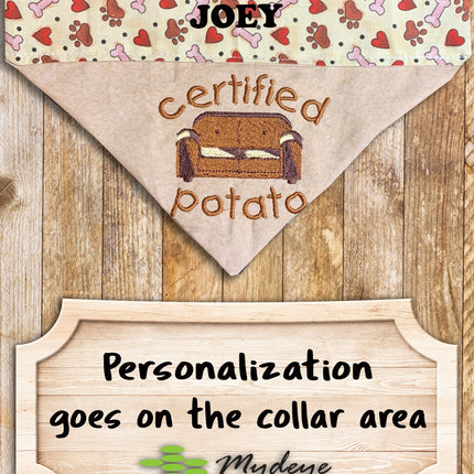Certified Couch Potato / Over the Collar Dog Bandana
