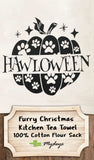 Hawloween Tea Towel / Dog Themed Halloween Flour Sack Cotton Towel