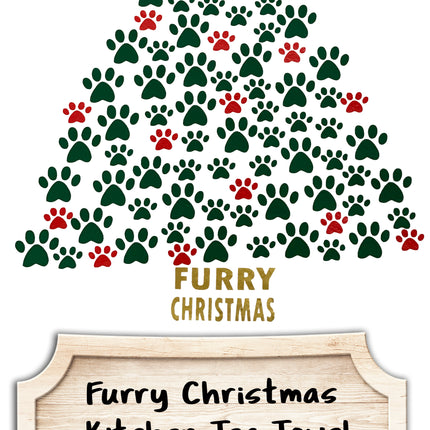 Paw Tree Tea Towel / Dog Themed Flour Sack Cotton Towel