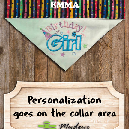 Birthday Girl / Over the Collar Dog Bandana
