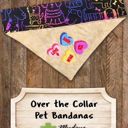 Candy Hearts - Valentine's Day / Over the Collar Dog Bandana