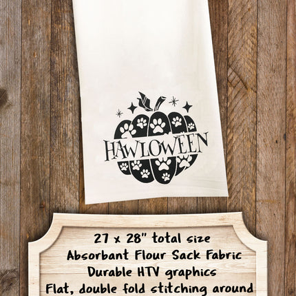 Hawloween Tea Towel / Dog Themed Halloween Flour Sack Cotton Towel