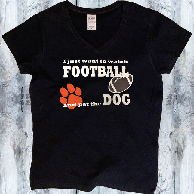 Watch Football and Pet the Dog Cat V-Neck T-Shirt