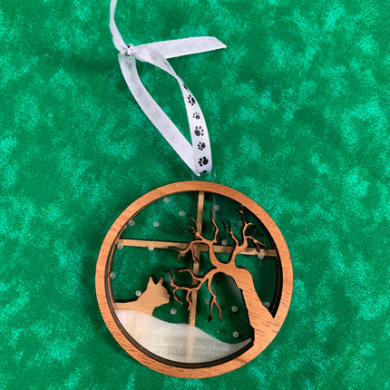 Boston Terrier Breed Snowy Window Ornament / Dog Christmas Ornament