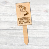 Wood Garden Sign - Chipmunk Crossing