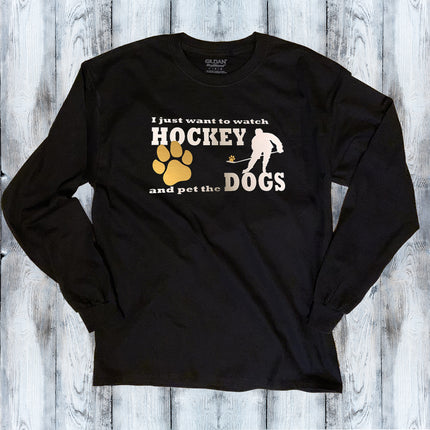 Watch Hockey and Pet the Dog Cat Long Sleeve T-Shirt