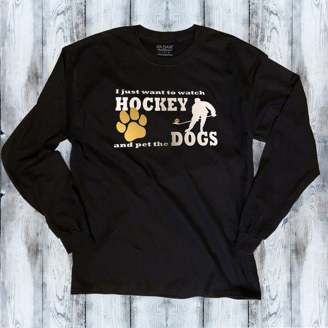 Watch Hockey and Pet the Dog Cat Long Sleeve T-Shirt