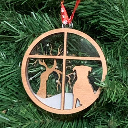Pitbull Breed Snowy Window Ornament / 3D Dog Christmas Ornament