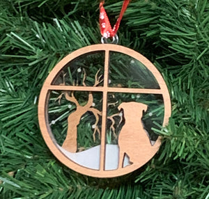 Pitbull Breed Snowy Window Ornament / 3D Dog Christmas Ornament