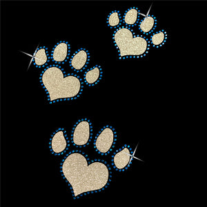 Glitter and Rhinestone Paw Prints V-Neck T-Shirt