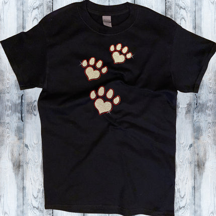 Glitter and Rhinestone Paw Prints T-Shirt