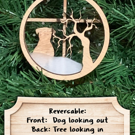 Pitbull Breed Snowy Window Ornament / 3D Dog Christmas Ornament