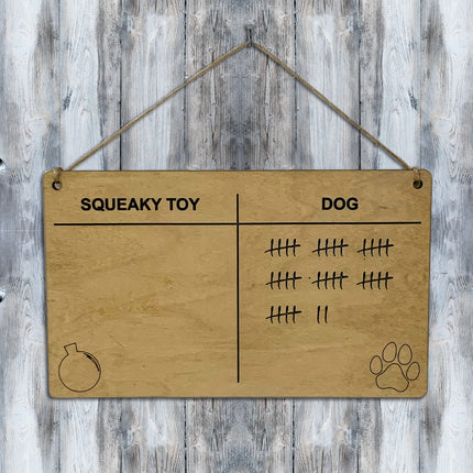 Squeaky Toy Vs Dog Record Sign by Mydeye