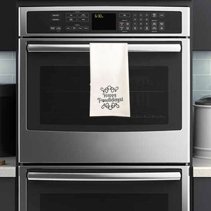 Happy Pawlidays Tea Towel / Dog Themed Flour Sack Cotton Towel