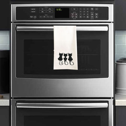 Black Cat Boo Tea Towel / Dog Themed Halloween Flour Sack Cotton Towel