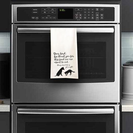 Dogs Saying Grace Tea Towel / Dog Themed Flour Sack Cotton Towel - Mydeye
