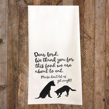 Dogs Saying Grace Tea Towel / Dog Themed Flour Sack Cotton Towel - Mydeye