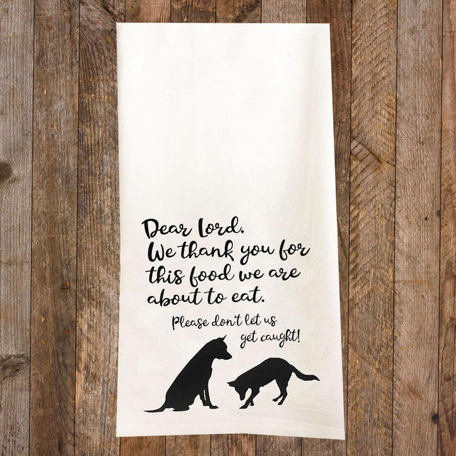 Dogs Saying Grace Tea Towel / Dog Themed Flour Sack Cotton Towel - Mydeye