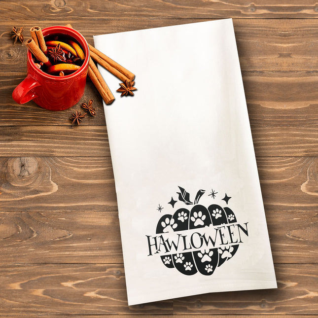 Hawloween Tea Towel / Dog Themed Halloween Flour Sack Cotton Towel
