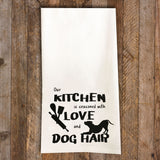 Seasoned with Love and Dog Hair Tea Towel / Dog Themed Flour Sack Cotton Towel