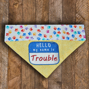 Hello My Name is Trouble / Over the Collar Dog Bandana