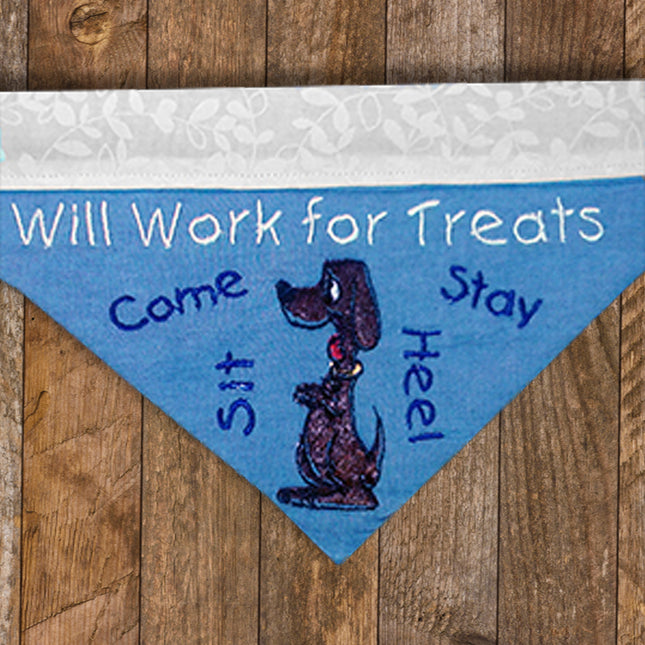 Will Work for Treats / Over the Collar Dog Bandana