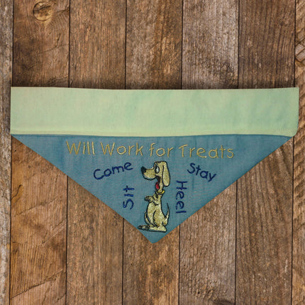 Will Work for Treats / Over the Collar Dog Bandana