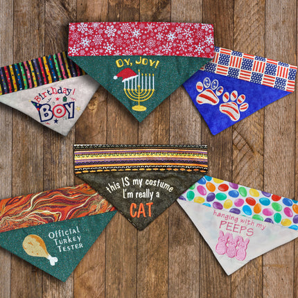 Holiday Bandana Gift 6 - Pack / Over the Collar Dog Bandanas Pack #1