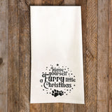 Have Yourself a Furry Little Christmas Tea Towel / Dog Themed Flour Sack Cotton Towel