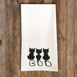 Black Cat Boo Tea Towel / Dog Themed Halloween Flour Sack Cotton Towel