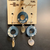 Mother of Pearl Dog Themed Earring & Pendant Set