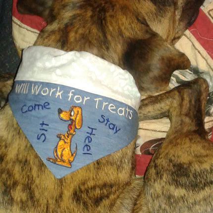Will Work for Treats / Over the Collar Dog Bandana