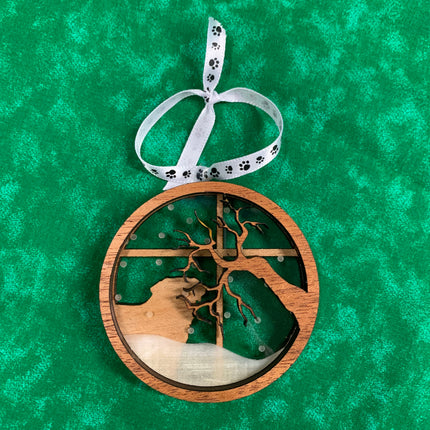 Personalized Golden Retriever Snowy Window Ornament – 3D Engraved Dog Christmas Ornament